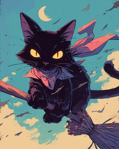 Fliegender Zauberer Katze Diamond Painting