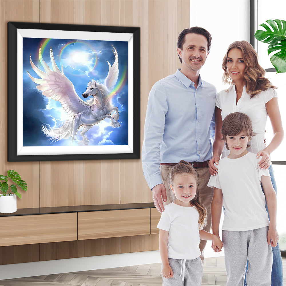 Fliegendes Einhorn und Regenbogen Diamond Painting