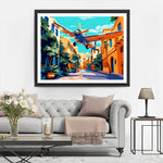 Flugzeug in der Stadt Diamond Painting