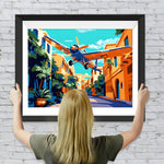 Flugzeug in der Stadt Diamond Painting