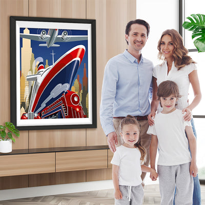 Flugzeug, Schiff und Zug Diamond Painting