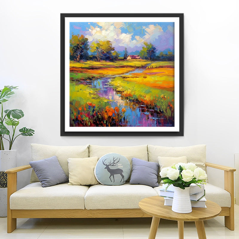 Fluss auf dem Feld Diamond Painting