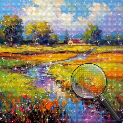 Fluss auf dem Feld Diamond Painting