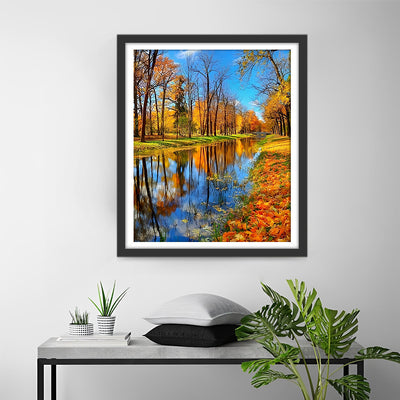 Fluss im Ahornwald Diamond Painting