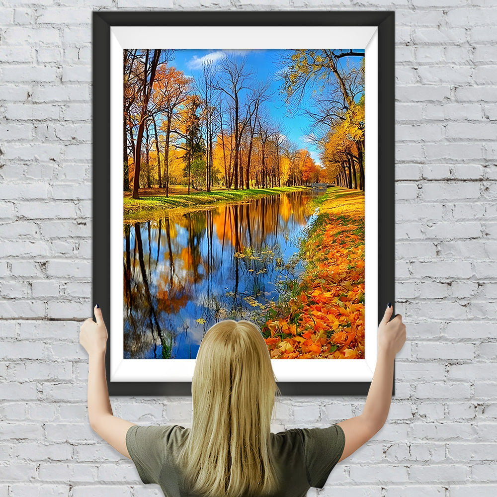 Fluss im Ahornwald Diamond Painting