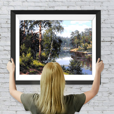 Fluss im Frühlingswald Diamond Painting
