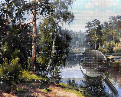 Fluss im Frühlingswald Diamond Painting