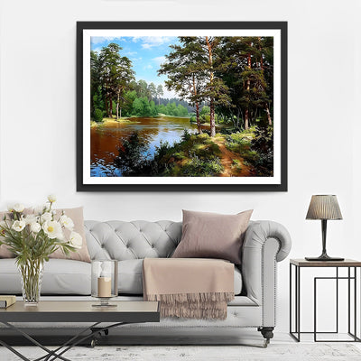 Fluss im Sommerwald Diamond Painting