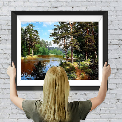 Fluss im Sommerwald Diamond Painting
