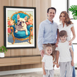 Französische Bulldogge auf Blauem Sofa Diamond Painting