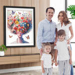 Frau, Blumen und Schmetterlinge Diamond Painting