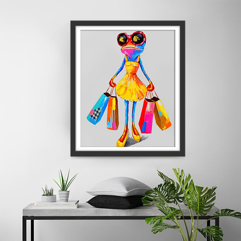 Frau Frosch Einkaufen Diamond Painting