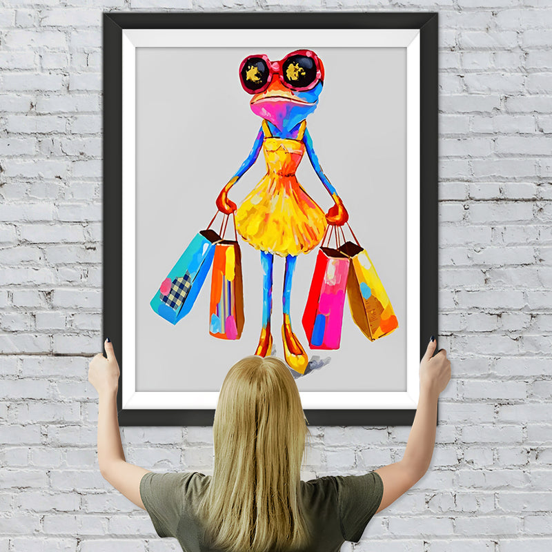 Frau Frosch Einkaufen Diamond Painting