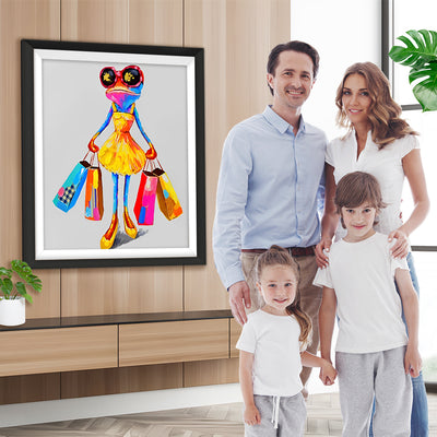 Frau Frosch Einkaufen Diamond Painting