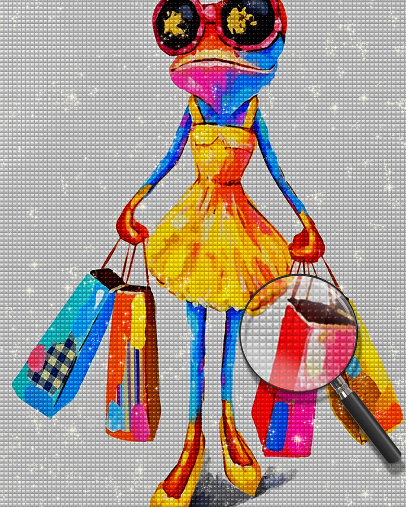 Frau Frosch Einkaufen Diamond Painting