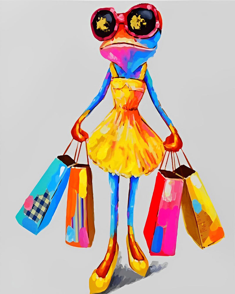 Frau Frosch Einkaufen Diamond Painting