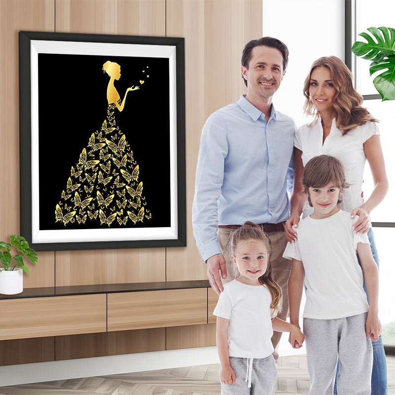 Frau im Kleid mit Schmetterlingen Diamond Painting