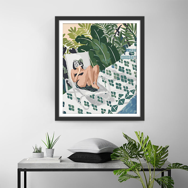 Frau im tropischen Urlaub Diamond Painting