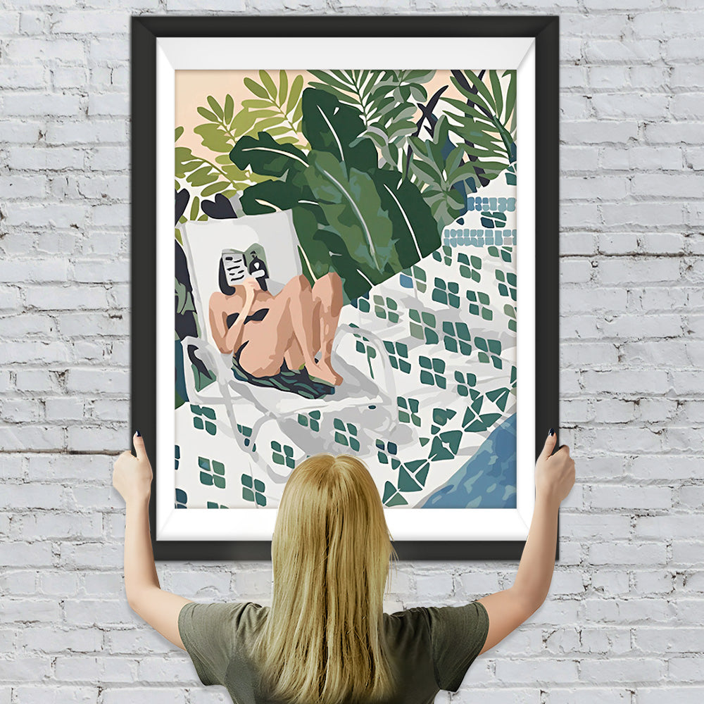 Frau im tropischen Urlaub Diamond Painting