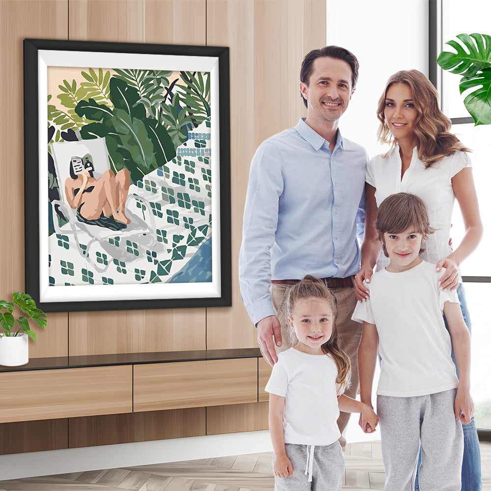 Frau im tropischen Urlaub Diamond Painting