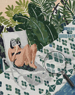 Frau im tropischen Urlaub Diamond Painting