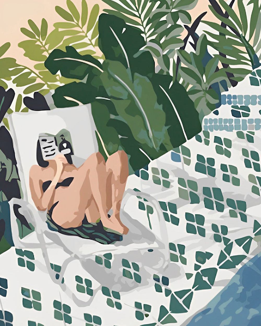 Frau im tropischen Urlaub Diamond Painting