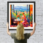 Frau im Urlaub in den Bergen Diamond Painting