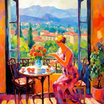 Frau im Urlaub in den Bergen Diamond Painting