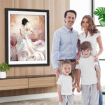 Frau in wunderschönem weißen Kleid Diamond Painting