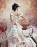 Frau in wunderschönem weißen Kleid Diamond Painting