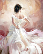 Frau in wunderschönem weißen Kleid Diamond Painting