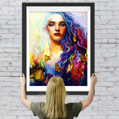 Frau mit bunten Haaren Diamond Painting