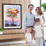 Frau mit bunten Luftballons auf dem Berg Diamond Painting