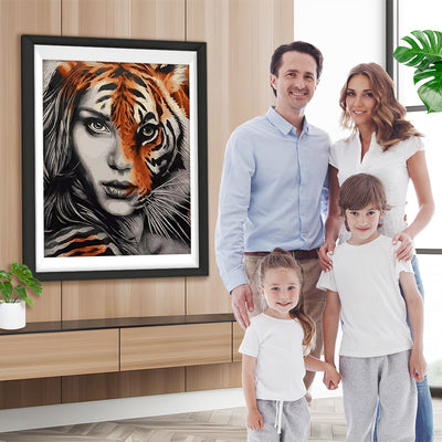 Frau mit einer Tigermaske Diamond Painting