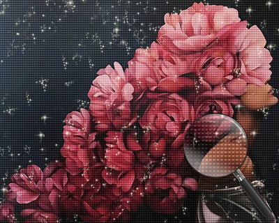 Frau mit Pfingstrosen Diamond Painting
