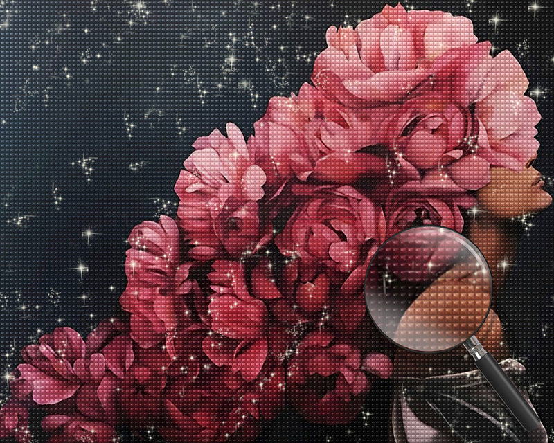 Frau mit Pfingstrosen Diamond Painting