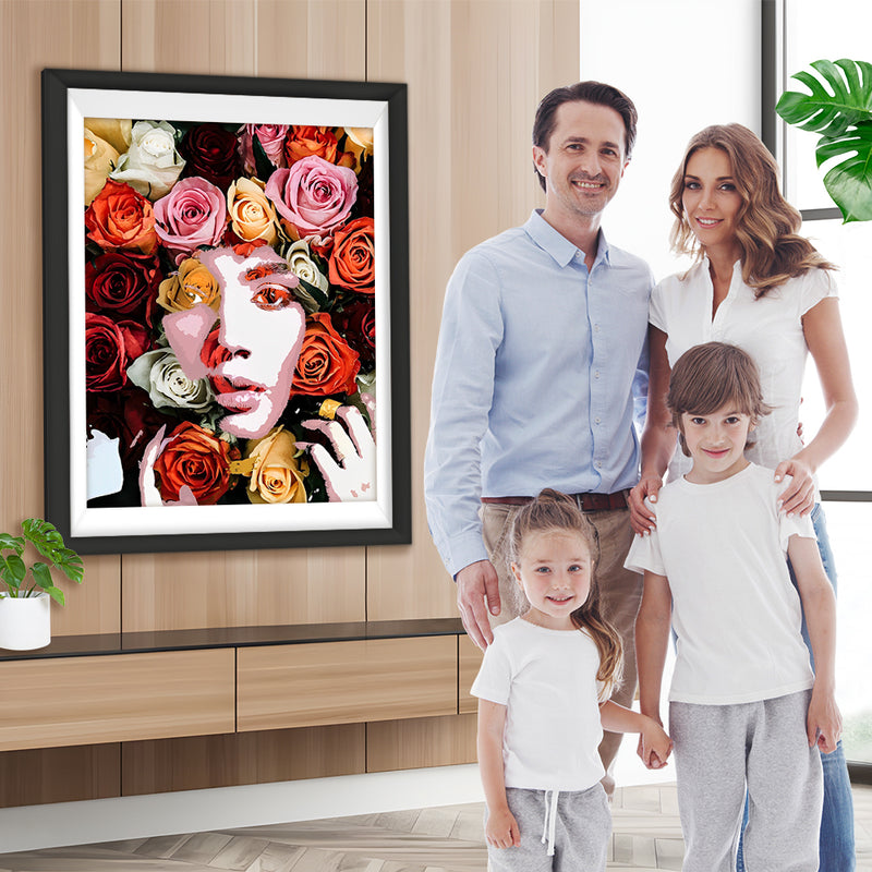 Frau mit Rosen Diamond Painting