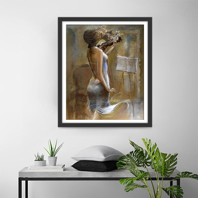 Frau übt Violine Diamond Painting