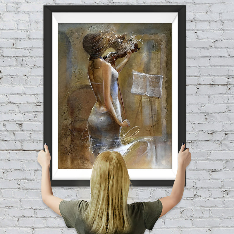 Frau übt Violine Diamond Painting