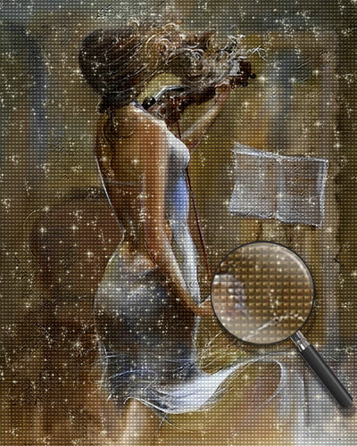 Frau übt Violine Diamond Painting