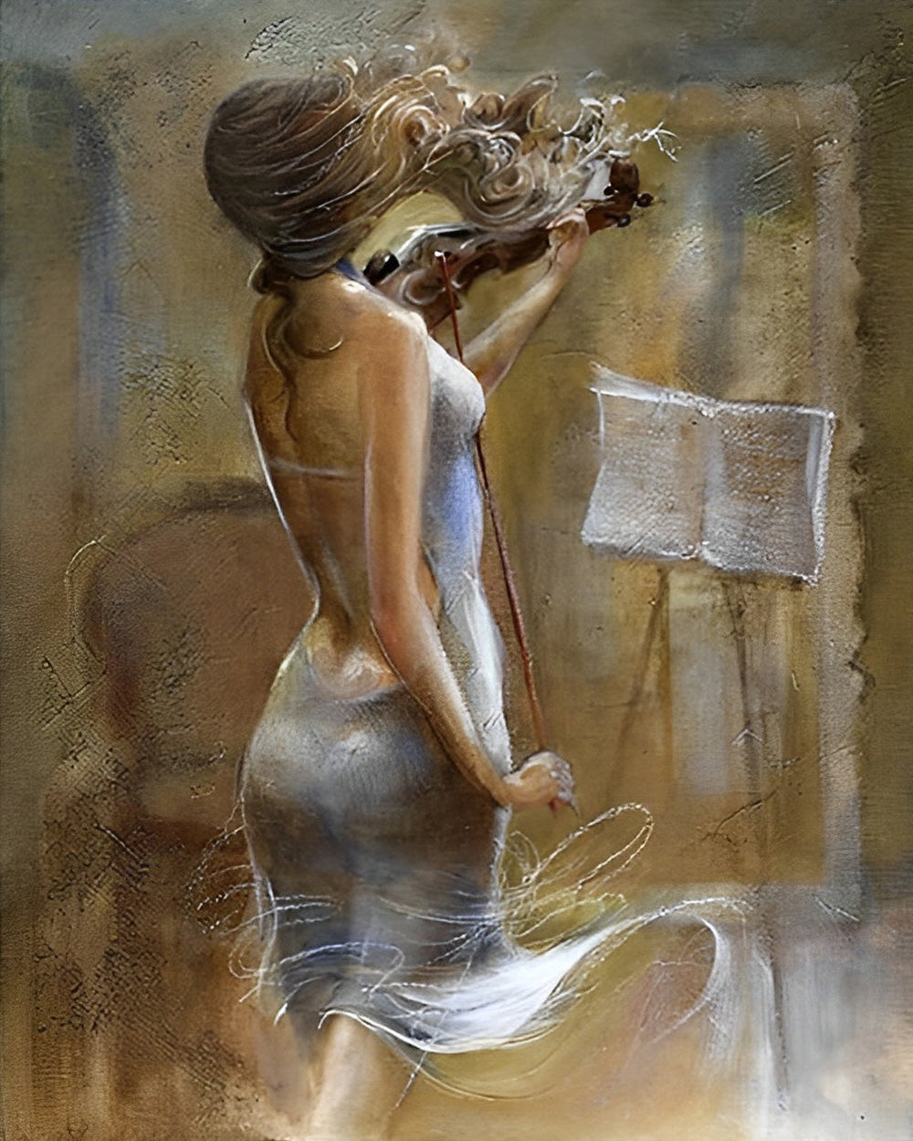 Frau übt Violine Diamond Painting