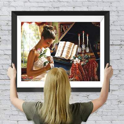 Frau und Klavier Diamond Painting