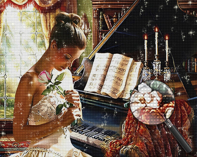 Frau und Klavier Diamond Painting