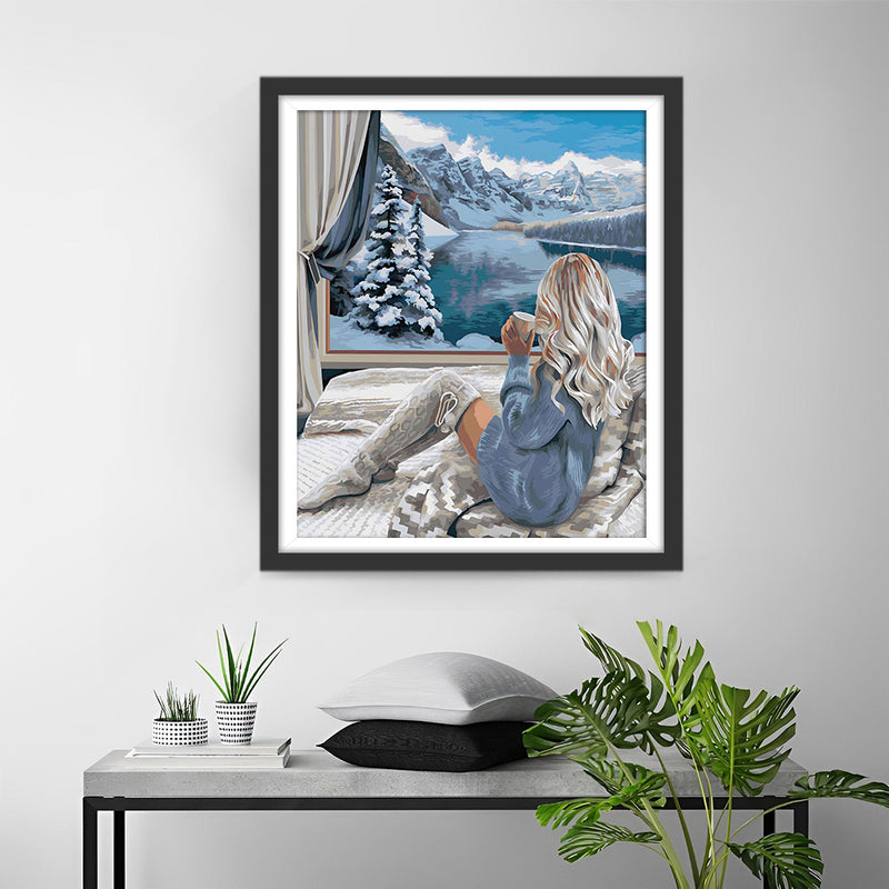 Frau und Wintereinbruch Diamond Painting