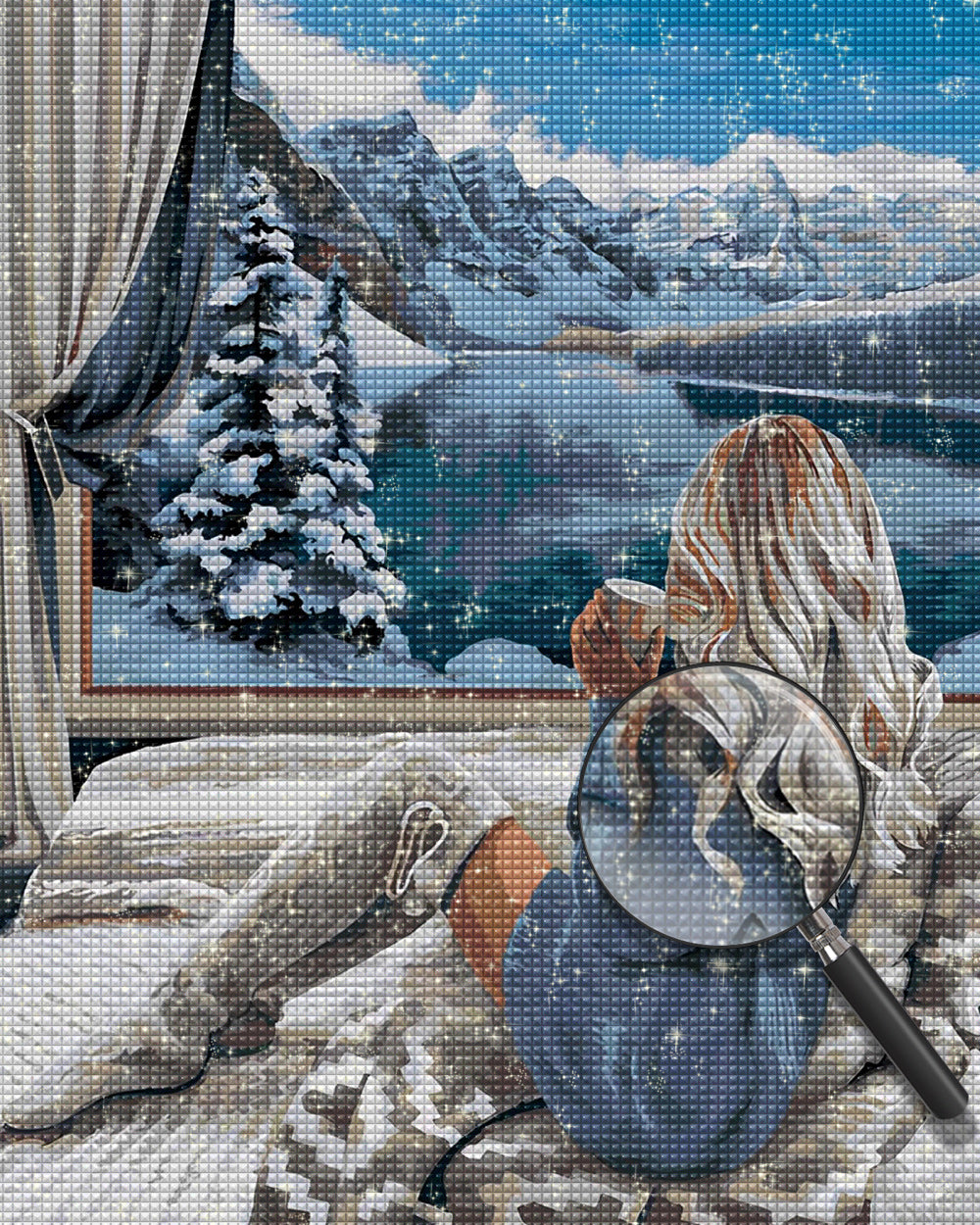 Frau und Wintereinbruch Diamond Painting