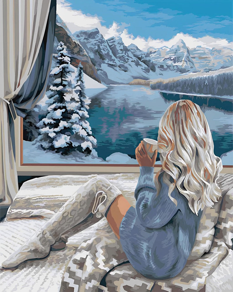 Frau und Wintereinbruch Diamond Painting