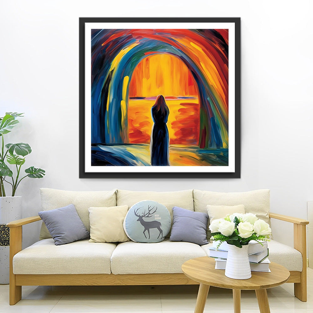 Frau unter Bogen Diamond Painting