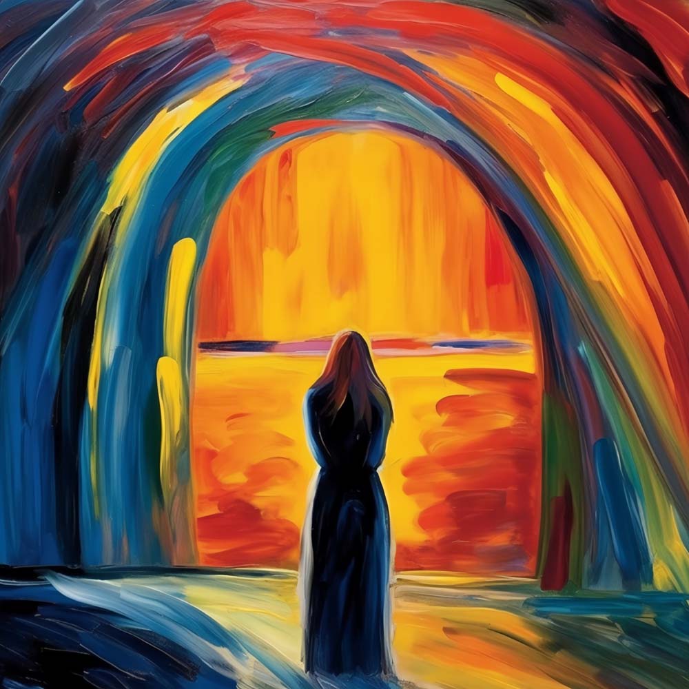 Frau unter Bogen Diamond Painting