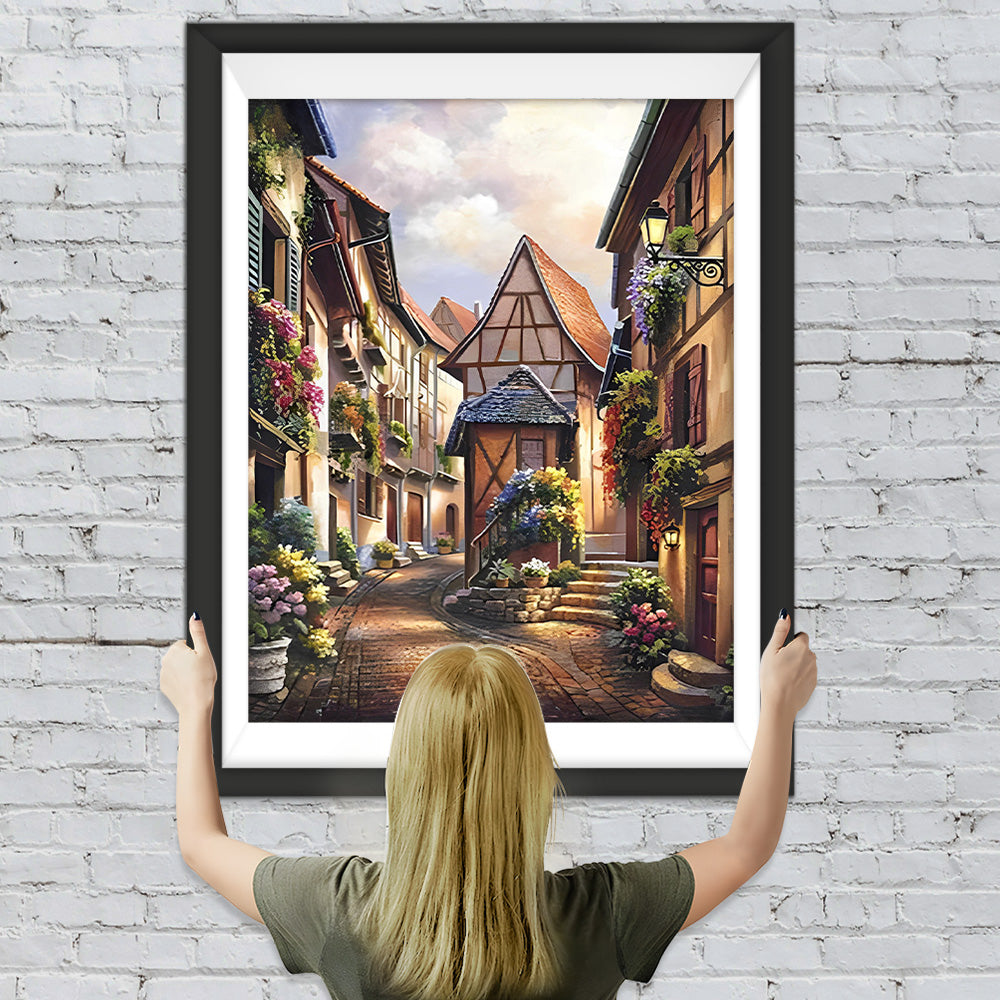 Friedliche europäische Stadt Diamond Painting