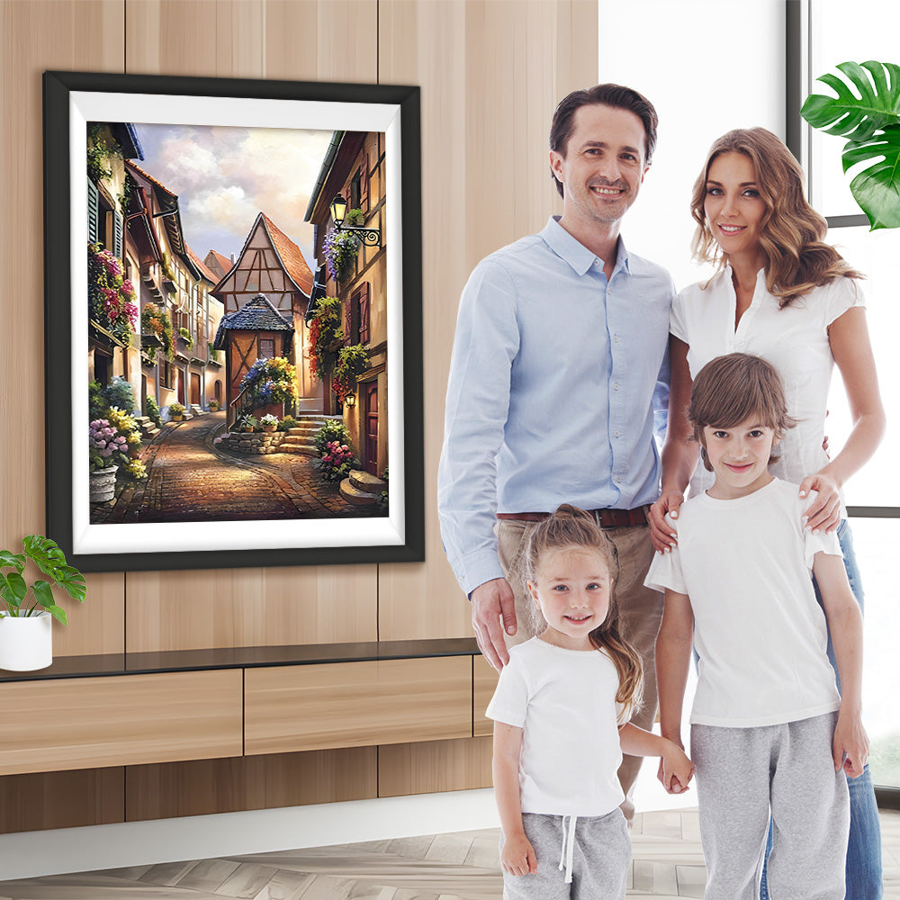 Friedliche europäische Stadt Diamond Painting